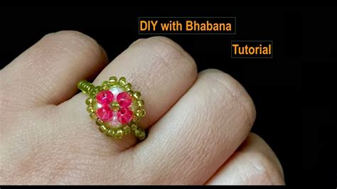 Simple Beaded Ring Flor Ring Beaded Ring Tutorials YouTube