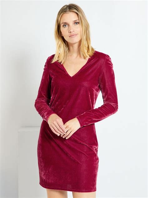 Vestido De Noite Em Veludo Vermelho Vinho Kiabi 22 00