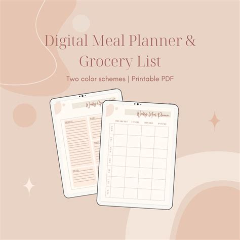 Meal Planner and Grocery List Planner, Weekly Menu Planner, Health ...