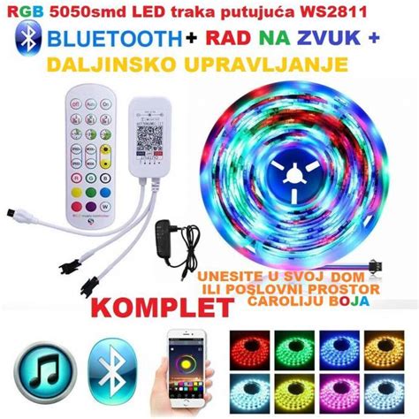 Rgb Smd Led Traka Putuju A Ws Daljinski Bluetooth Muzika