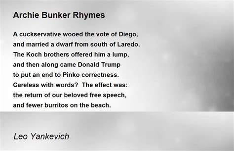 Archie Bunker Rhymes Archie Bunker Rhymes Poem By Leo Yankevich