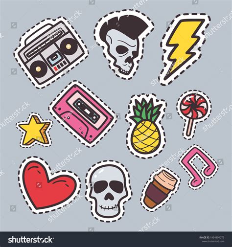 80s Retro Stickers Icons Stock Vector (Royalty Free) 1954894075 ...