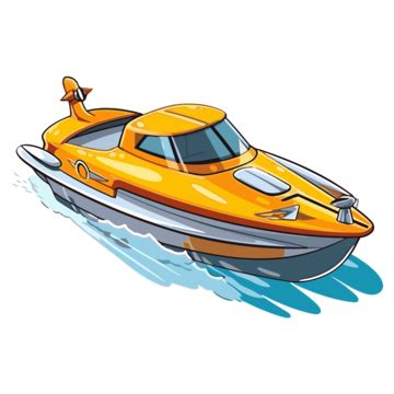 Speed Boat Vector, Sticker Clipart Cartoon Of A Speedboat In The Water, Sticker, Clipart PNG and ...