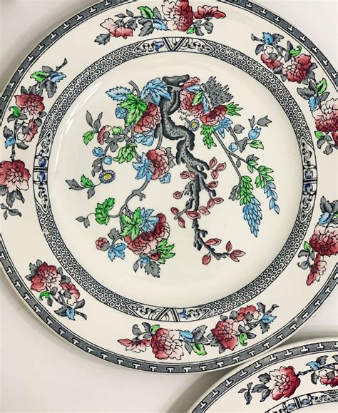 Vintage Ironstone Plate In Indian Tree Pattern By Woods Etsy