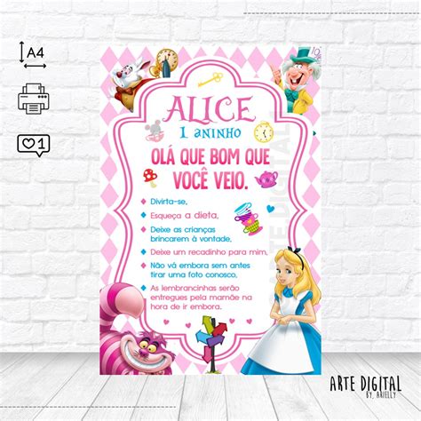 Plaquinha De Agradecimento Alice No Pa S Das Maravilhas Elo