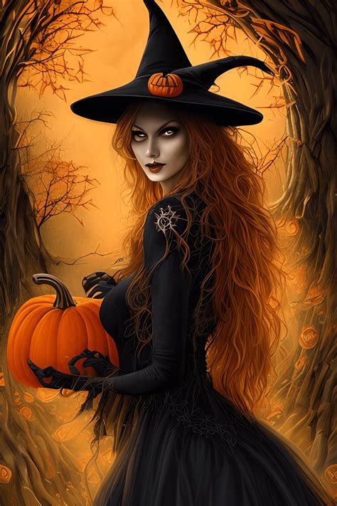 Beautiful Halloween Witch Clipart · Creative Fabrica