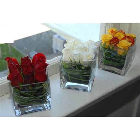 Square Glass Vase With Flowers