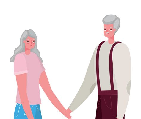 Senior Woman And Man Cartoons Holding Hands 1760499 Vector Art At Vecteezy