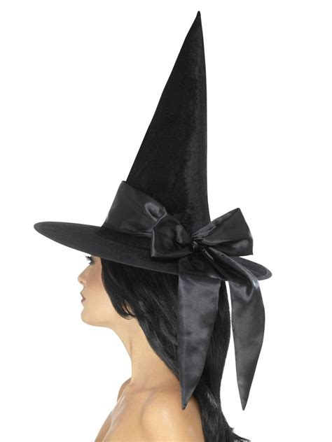 Deluxe Witch Hat Black With Black Bow Au Smiffys