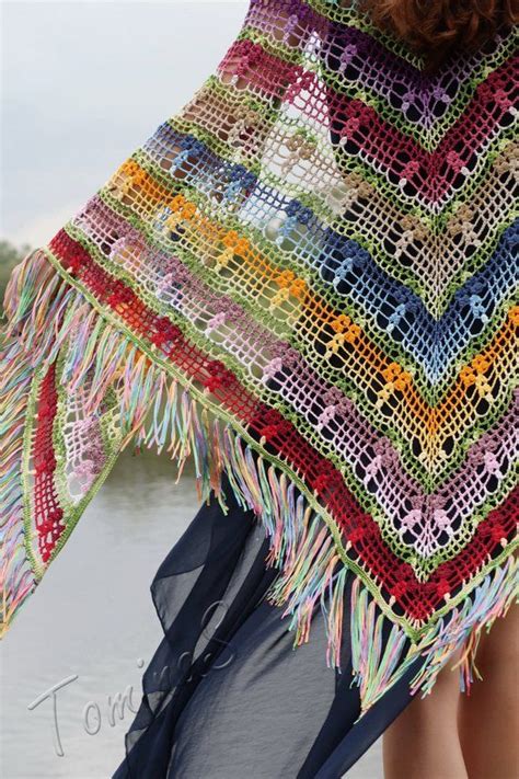 Bohemian Shawl Triangular Scarf Crochet Cotton Shawl Ooak Shawl Handmade Wrap Hand Crochet