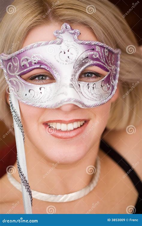 Blonde Women With Carnival Mask Stock Image Image Of Pose Face