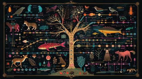 illustrated evolutionary tree  life  visual journey  time