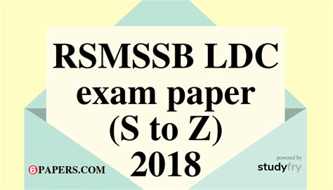 Rsmssb Ldc Exam Paper S To Z 2018 English Paper Answer Key First