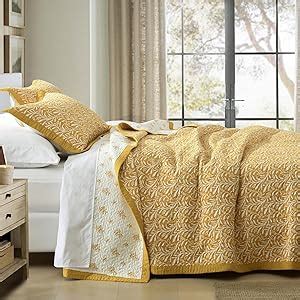 Amazon FineStichery Yellow Queen Quilt Set 100 Cotton Quilts