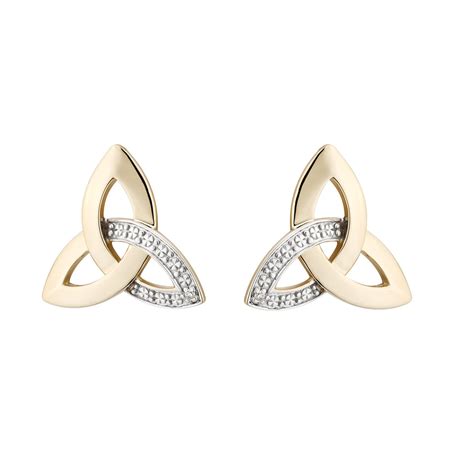 K Yellow Gold Trinity Stud Knot Earrings Claddaghrings