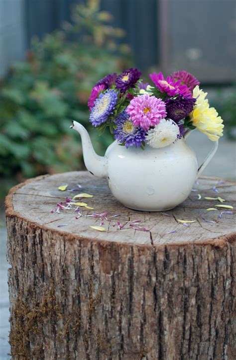 Lovely Simple Ideas Old Teapot and Flowers from the garden Една