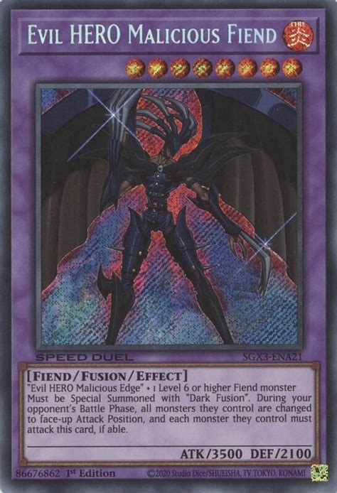 Evil HERO Malicious Fiend Secret Rare Speed Duel GX Duelists Of