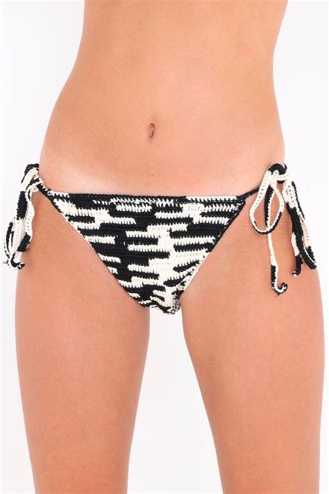 Gula Black And White Crochet Bikini Bottom Charlie Joe