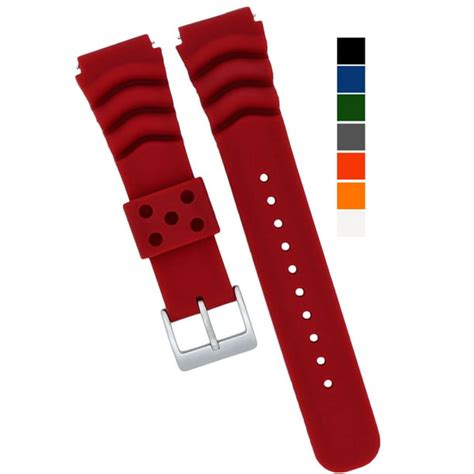 Mod Watch Parts 18mm 20mm 22mm Red Silicone Watch Band Quick Release Diver Style For Men And