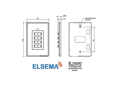 Elsema FOBswitch, 4-Channel Wireless Wall Remote 