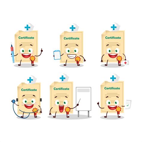 médico profesión emoticon con premio papel dibujos animados personaje