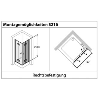 HÜPPE Solva teilgerahmt 4 Eck Schwingfalttür 70 x 200 cm Glas mit Anti