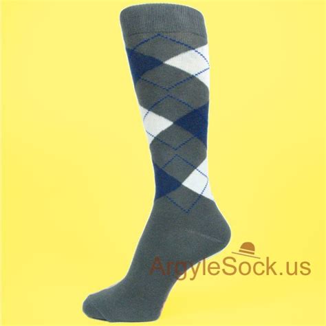 Grey With Dark Bluemid Night Argyled Mens Socks Argyle Socks For Men Argyle Socks Mens