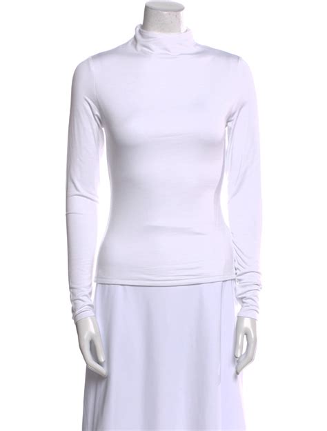 Naked Wolfe Mock Neck Long Sleeve Top White Tops Clothing