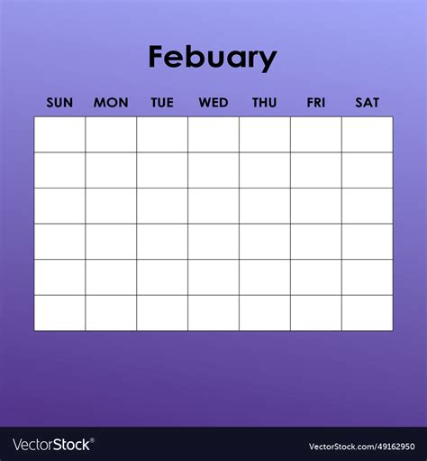 February calendar planner corporate week Vector Image