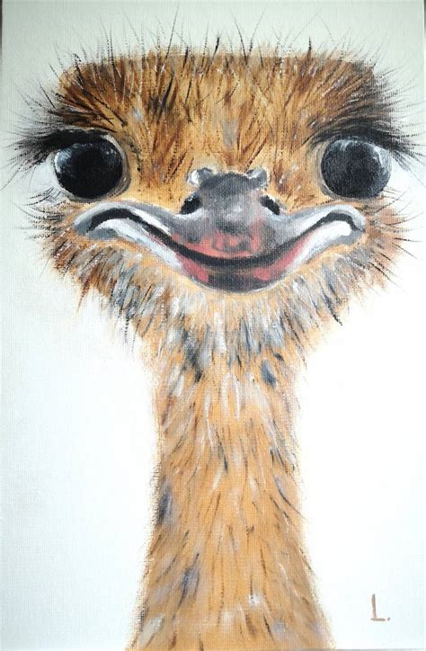 Funny ostrich Painting by Lyudmyla Ryabinina | Saatchi Art