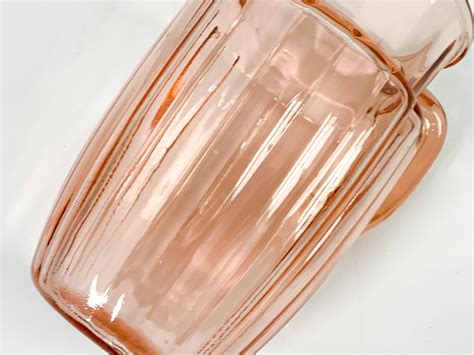 Vintage Pink Depression Glass Pitcher Pillar Optic Pink By Anchor Hocking 1937 1942 Ribbed