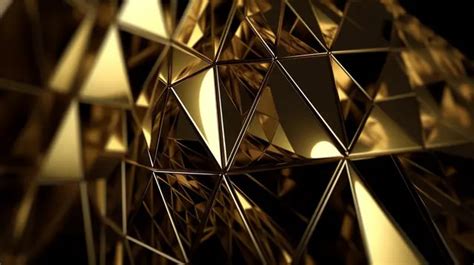 Abstract Triangular Shape In Gold D Render Background Low Poly Poly