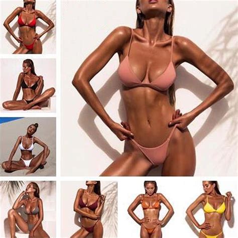 Conjunto de Bikini con sujetador acolchado para mujer traje de baño de