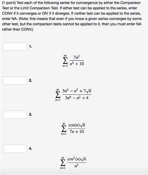 Oneclass Point Test Each Of The Following Series For Convergence