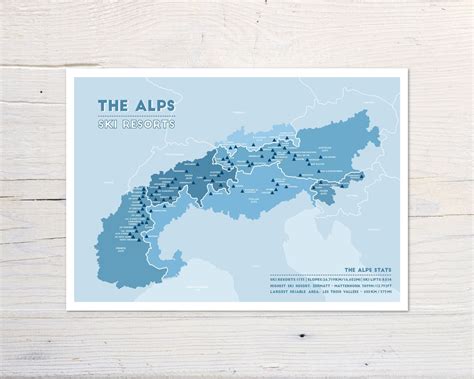 The Alps Ski Resort Map, France, Switzerland, Austria, Germany, Italy ...