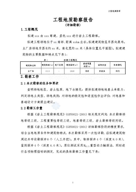 新疆 工业厂房工程详细岩土勘察报告工业厂房土木在线