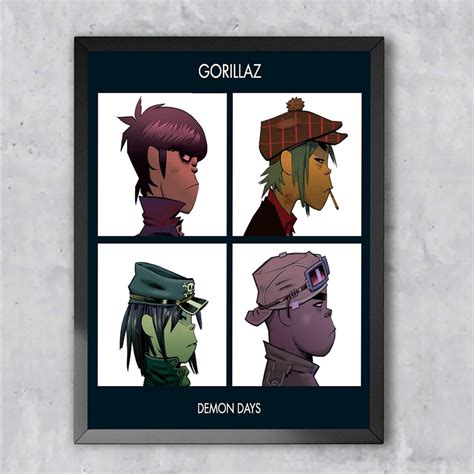 Quadro Decorativo Emoldurado Gorillaz Banda Demon Days Emoldurado