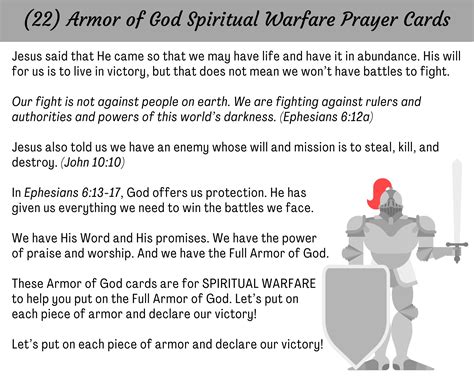 Full Armor Of God Printable Cards Ephesians 6 Etsy