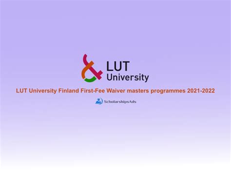 LUT University Finland First-Fee Waiver masters programmes 2021-2022