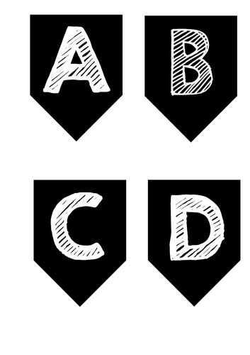 Black And White Display Bunting Upper And Lower Case Lettering