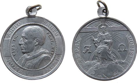 Vatikan Tragbare Medaille Aluminium Pius Xii Alpha