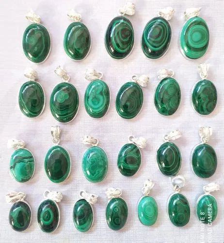 Green Natural Malachite Cabochon Gemstone Pendant Kidney Stone At Rs