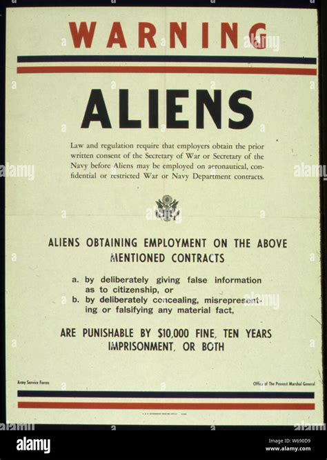 WARNING - ALIENS - ARMY SERVICE FORCES. (Provost Marshall General Stock ...