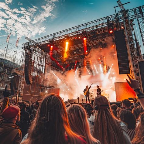 Premium Photo Live Music Festival Performance With Crowd On Stage