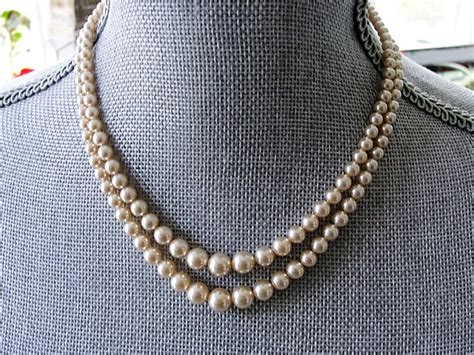 Luxurious Lustrous Pearl Bead Necklace Elegant Double Strand Beads Day Evening Wedding Bridal