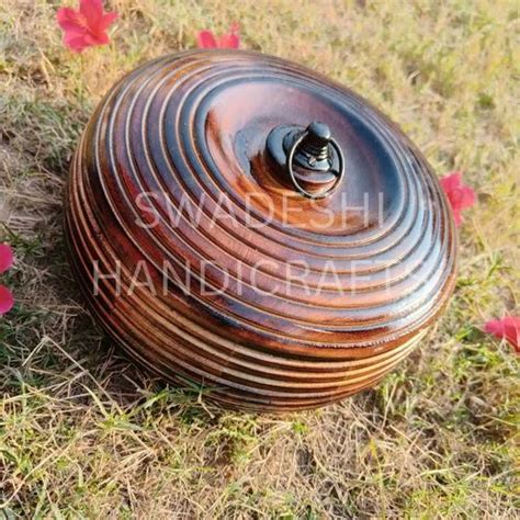 Swadeshi Handicrafts Brown Wooden Casserole Chapati Box For Home