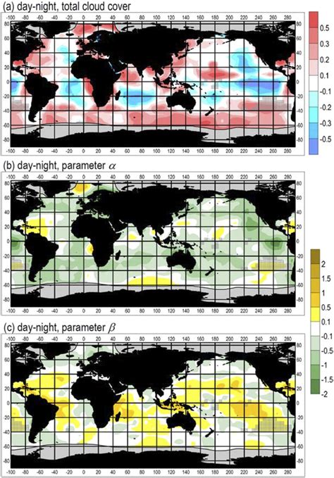 A Day Minus Night Differences In The Total Fractional Cloud Cover