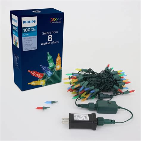 Philips 100 Led 8 Function Multicolor Faceted Mini Christmas Lights On Green Wire