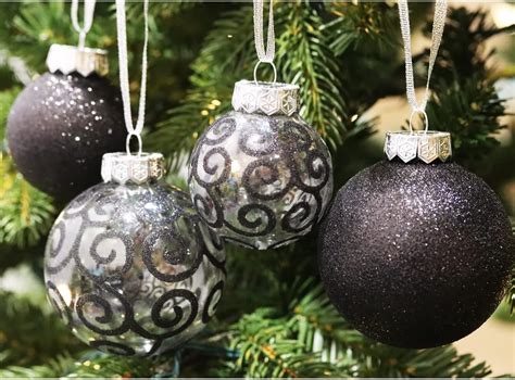 Sleetly Pk Black Christmas Ball Ornaments Set For Tree