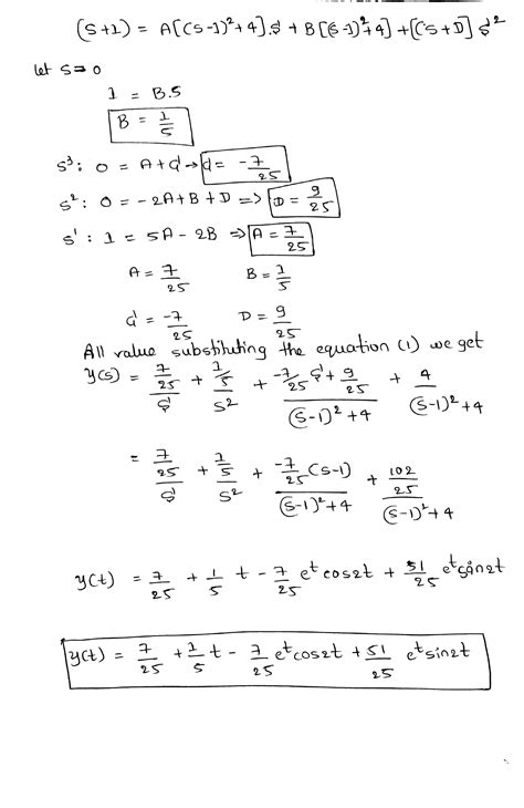 Solved Use Laplace Transform To Solve The Equation Y 2y 5y 1 T